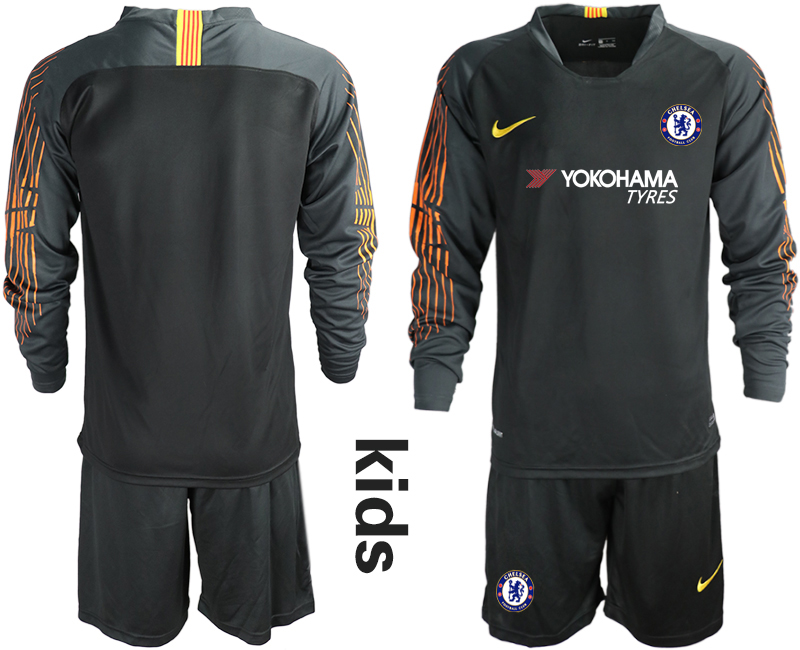 2018_2019 Club Chelsea black long sleeve Youth goalkeeper soccer jerseys